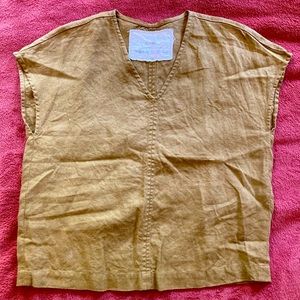 NotPerfectLinen boxy Malta top XS olive green